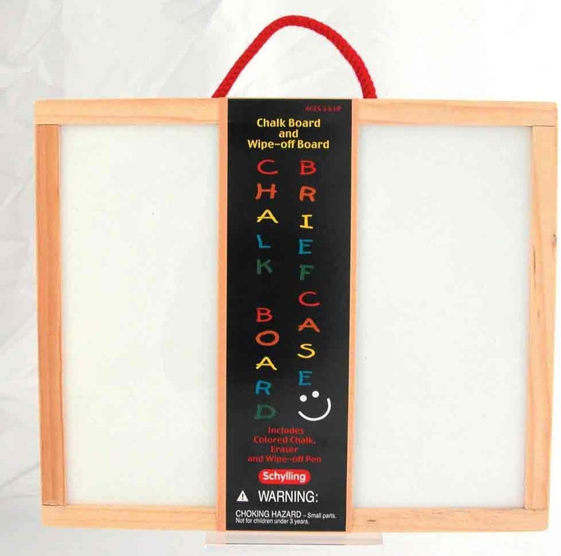 Schylling Chalkboard and Whiteboard Briefcase - Double-Sided Wooden Case with Storage Inside - Includes Colored Chalk, Dry-Erase Marker, and Eraser - Ages 3 and Up - Image 2